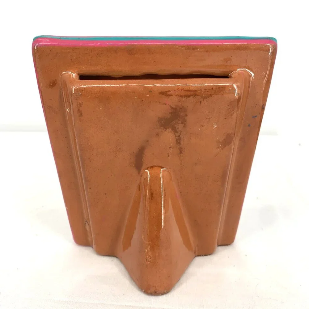 Mexican Terracotta Hand Painted Photo Frame Colorful Folk Art Ceramic 5 x 7